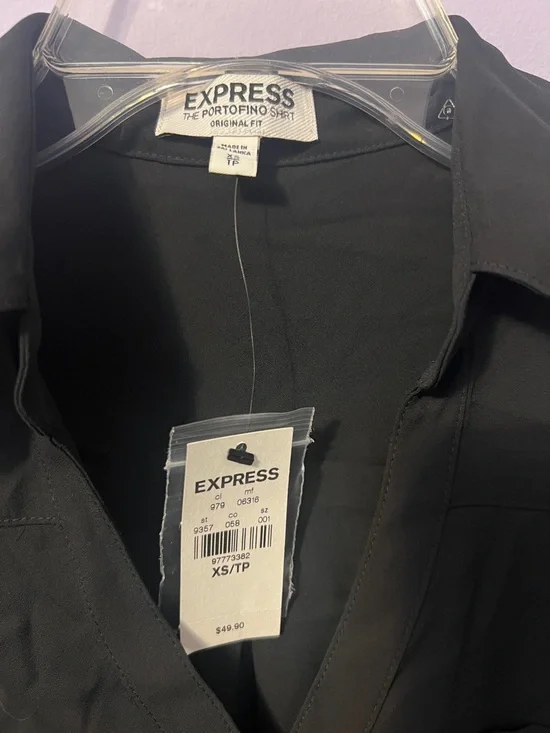 EXPRESS Classic Black Portofino Button-Down Shirt - Picture 3 of 3